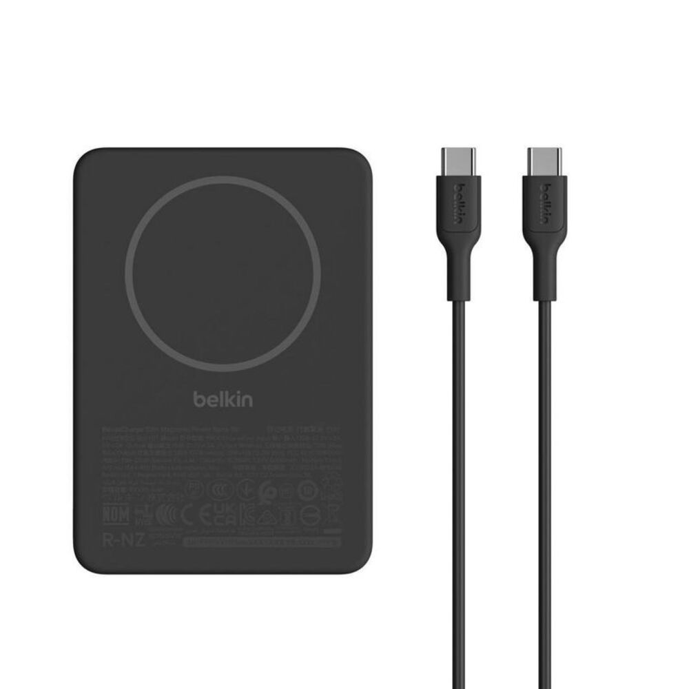Belkin -  5000 mAh 7.5w Magnetic Wireless Power Bank  Black